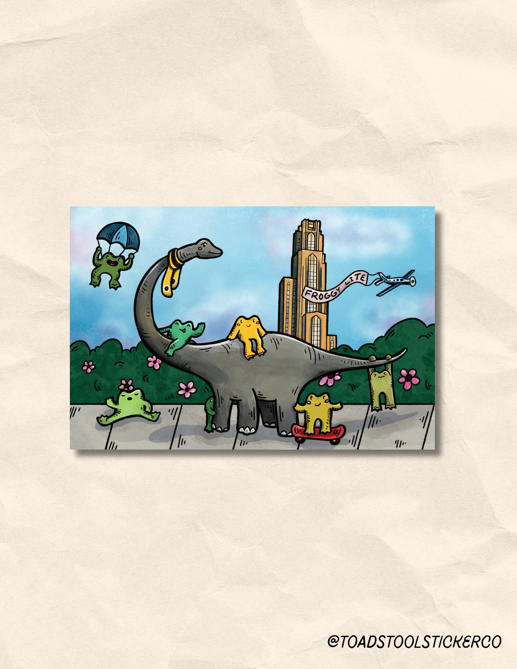 Frogs and Dippy the Dinosaur Schenley 4 x 6 in Print