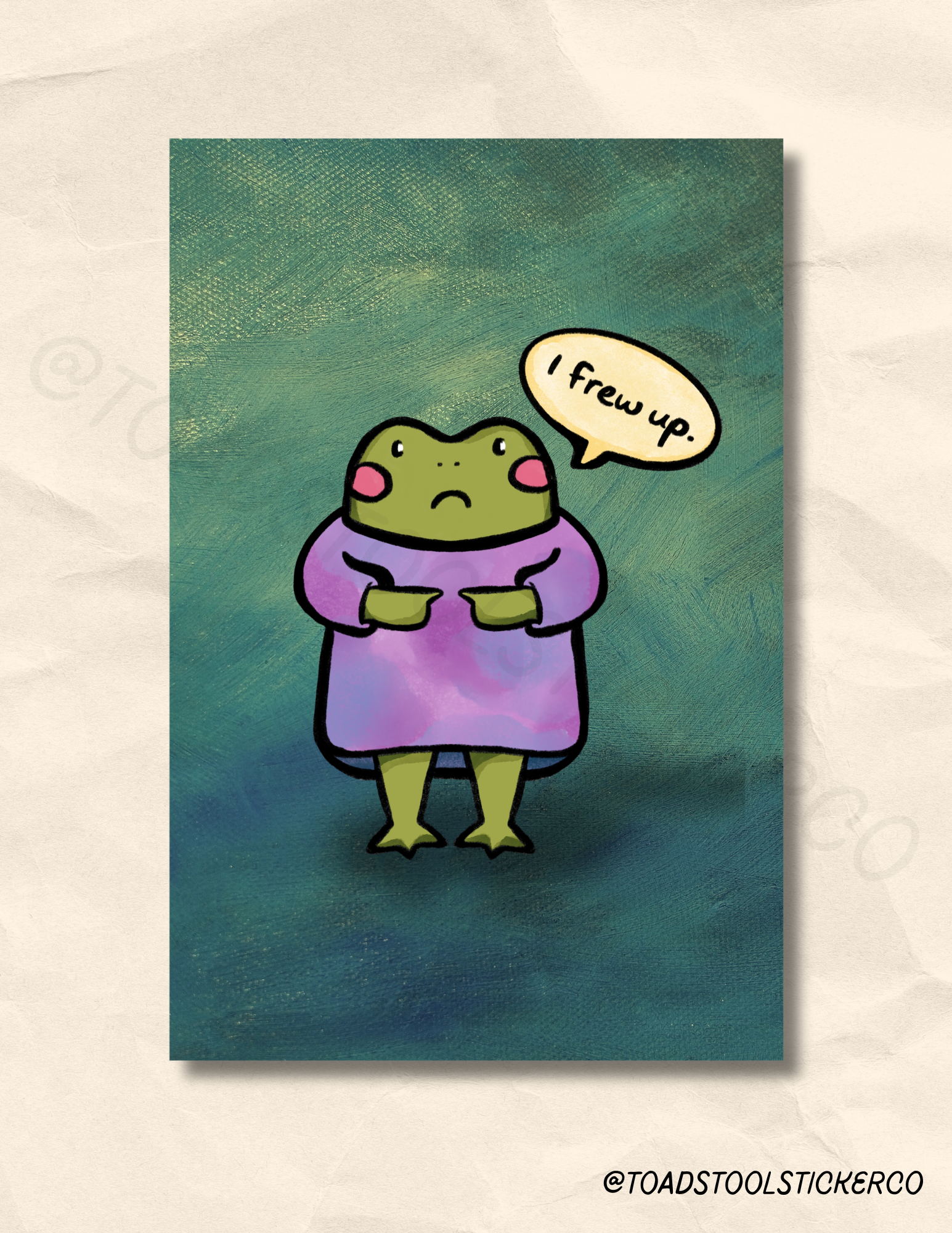 I Frew Up Frog 4 x 6 in Print
