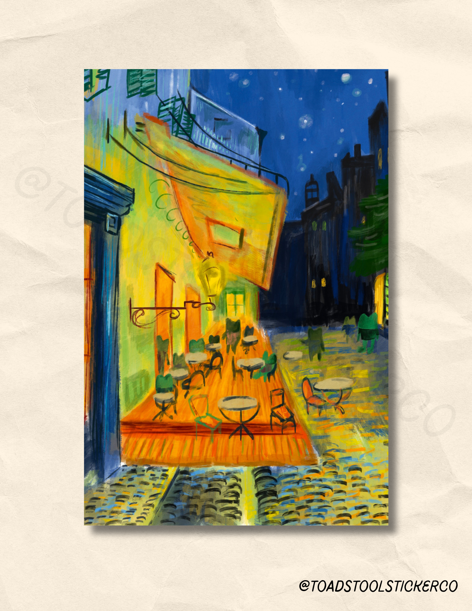 Frog Van Gogh Cafe Terrace at Night 4 x 6 in Print